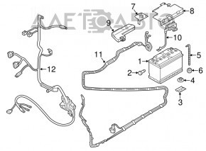 Positive terminal of Audi A4 B8 08-16 battery without squib, in the trunk