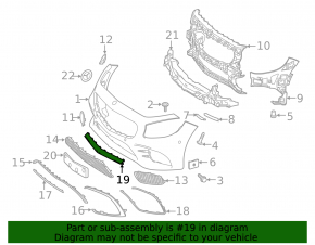 Front bumper molding, central lower, Mercedes S-class W222 63/65 AMG 18-20 coupe, carbon