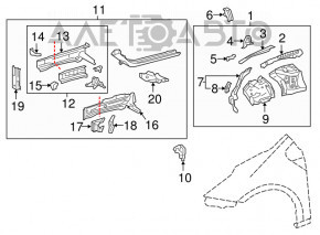 Front right quarter panel for Toyota Prius 50 16-22 on the body, graphite