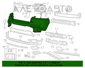 Bare front bumper upper part Jeep Cherokee KL 14-18 without parking sensors, under the plug towing hook, white