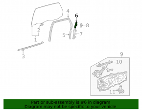 Rear left upper window guide for Toyota Sienna 2010