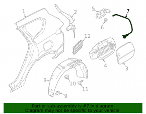 Fuel filler flap cable for the Hyundai Santa Fe 21-23 hybrid