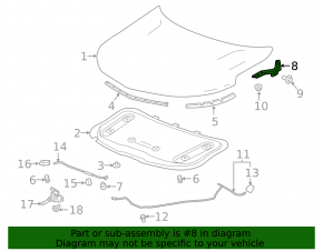 Hood hinge left Chevrolet Equinox 18-