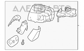 Side mirror right complete Subaru Forester 14-18 SJ 9 pins, backlight, heating, auto-dimming, graphite