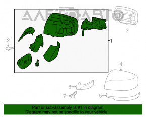 Side mirror right complete Subaru Forester 14-18 SJ 9 pins, backlight, heating, auto-dimming, graphite