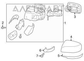 Side mirror right complete Subaru Forester 14-18 SJ 9 pins, backlight, heating, auto-dimming, graphite