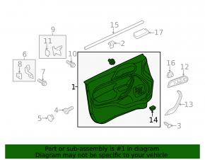 Door trim card front right Ford Fiesta 11-19 black plastic, scratch