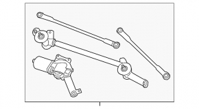 Windscreen wiper linkage with motor for Nissan Murano 25-26