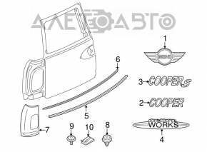 Trim for right tailgate light Mini Cooper Clubman R55 07-14 black