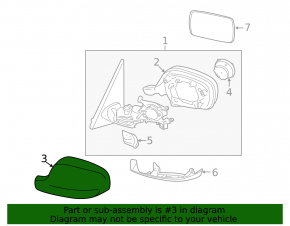 Left mirror cover BMW X3 F25 11-14 without turn signal