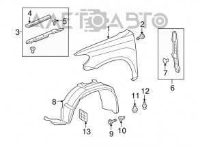 Front left fender liner Toyota Highlander 08-13