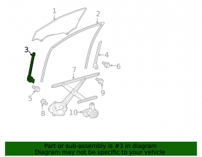 Front right door glass guide Toyota Camry v40 front