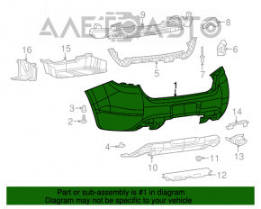 Bare rear bumper for Dodge Dart 13-16 with parking sensors