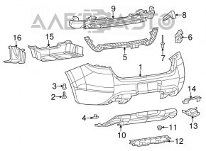 Bare rear bumper for Dodge Dart 13-16 with parking sensors