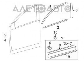 Molding door-glass central front right Toyota Rav4 13-18
