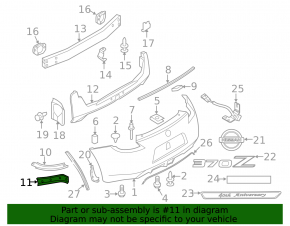 Left rear bumper mount for Nissan 370Z 09-20