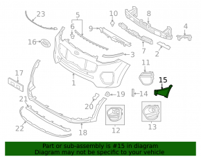 Left front bumper air duct for Kia Sportage 20-22 AWD with halogen fog lights