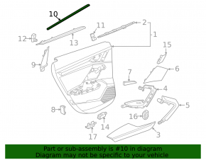 Seal of the glass of the rear right inner door Audi A3 22-26