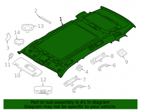 BMW X7 G07 19-22 roof lining for panoramic view and 3rd row air vents, Canberra-beige