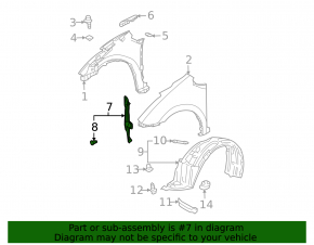 Left door-wing seal for Toyota Prius 20 04-09