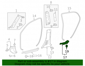 Door sill trim rear left Lexus CT200h 11-17 black, worn