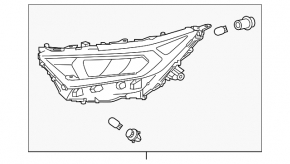 Toyota Rav4 19-21 Right Front Headlight, Reflector, Chrome, USA Built