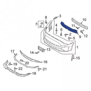 Ford Mustang mk6 18-23 front bumper absorber, pressed, broken