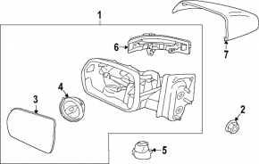 Side mirror right Ford Edge 19- 9 pins, silver, BSM, turn signal, backlight