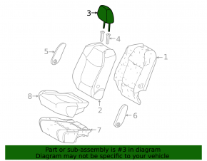 Headrest 2nd row rear left Toyota Sienna 21-26 gray fabric, dry cleanable