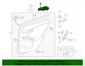 Rear right window lift control trim Toyota Prius 30 10-15 black