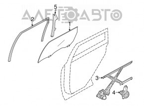 Rear left glass seal Nissan Murano z51 09-14