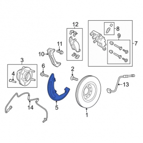 Brake Disc Cover Rear Right Ford Explorer 11-12