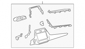 Toyota Prius 50 19-22 center dashboard trim, gloss black, no deflector or button, scratches, broken mount