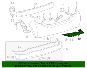 Rear left underbody protection for Toyota Prius C 12-19