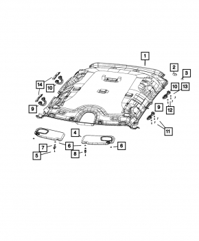 Fiat 500L 14-19 roof lining for sunroof, grey, for dry cleaning, dents, cracks, fabric peeling off