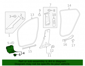 Front pillar trim lower left Toyota Prius 50 16-22 black