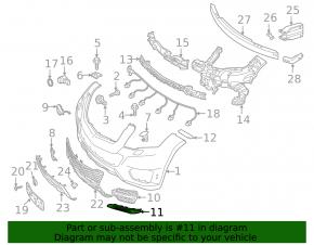 Front bumper grille molding left Mercedes GLK-class X204 13-15
