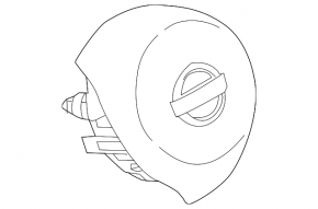 The driver's side airbag in the steering wheel of a Nissan Rogue Sport 20-22 is black and scratched.