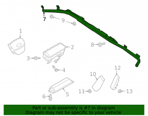 Right side curtain airbag for Ford Bronco Sport 2021-25, rusty squib