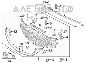 Radiator grille grille Mazda CX-9 16-19 without emblem, without inserts, without podium