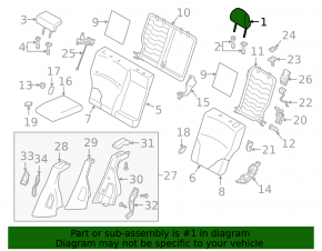 Left rear view headrest for Subaru Outback 15-19, fabric, black