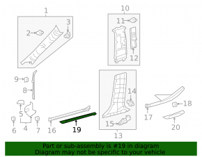 Lexus ES250 ES300h ES350 19-26 black front left outer door sill plate