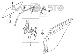 Rear right glass seal Hyundai Veloster 12-17