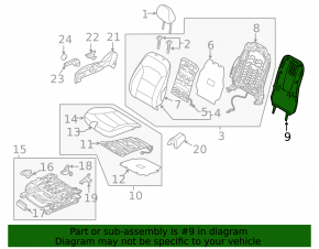 Rear passenger seat trim Hyundai Ioniq 17-22 black