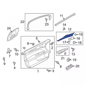 Door handle inner rear right Ford Fusion mk5 17-20 crack on the trim