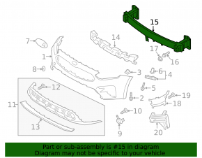 Front Bumper Reinforcement Kia Forte 19-21 Without Radar