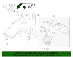 Front left inner fender lining for Kia Sportage 17-22, rear, broken mount