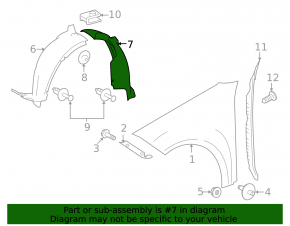 Front right rear fender liner Mercedes GLK-class X204 10-15