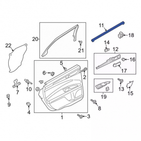 Glass seal inner door rear right Ford Fusion mk5 13-20