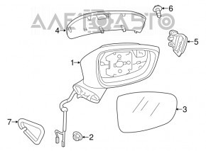 Side mirror right Mazda 6 13-16 5 pins